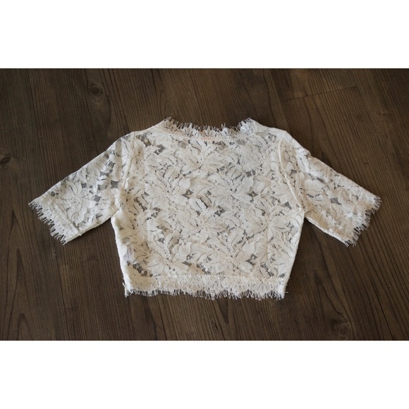 White Lace Crop Top #430-W - Picture 2 of 3
